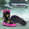 NORTY Rubber Rain Boots for Kids - Waterproof Toddler Rain Boots with Easy Pull Handles, Solid & Printed Rainboots for Boys and Girls, Mermaid Purple Yellow view 4