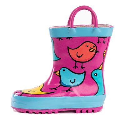 NORTY Rubber Rain Boots for Kids - Waterproof Rubber Boots Boys and Girls Solid & Printed Rainboots for Toddlers and Kids - Chicks Fuchsia Turquoise