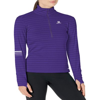Salomon Women's Lightning HALF ZIP Mid , Deep Blue, XX-Large