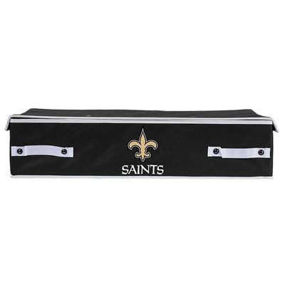 Franklin Sports New Orleans Saints NFL Storage Bin - Under Bed Container - Folding Portable Bin for Easy Convenient Storage - Large - 26" x 18" x 6"
