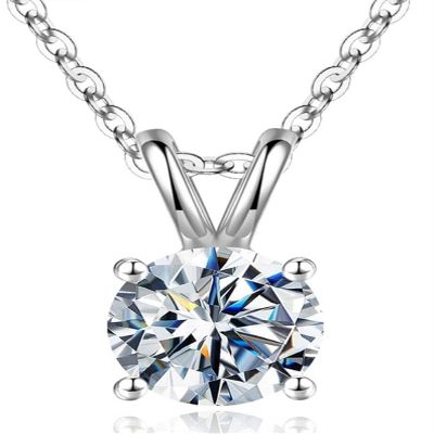 1pc Adabele Real Sterling Silver April Birthstone Necklace 18 inch 6mm Imitation Diamond Round Cut Solitaire Cubic Zirconia CZ Stone Pendant Anniversary Birthday Women Gift NK18-A4