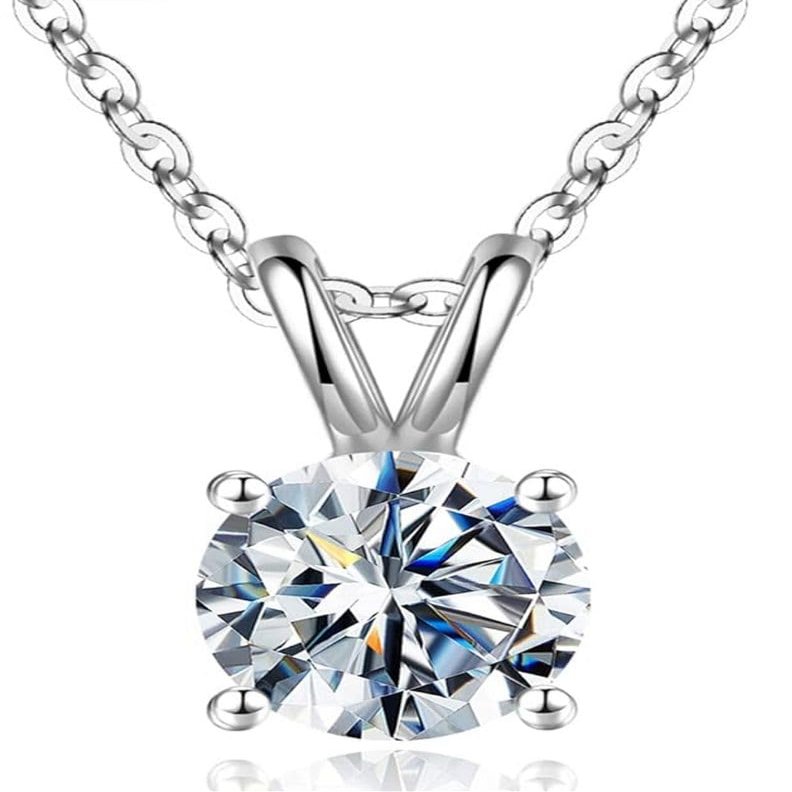 1pc Adabele Real Sterling Silver April Birthstone Necklace 18 inch 6mm Imitation Diamond Round Cut Solitaire Cubic Zirconia CZ Stone Pendant Anniversary Birthday Women Gift NK18-A4