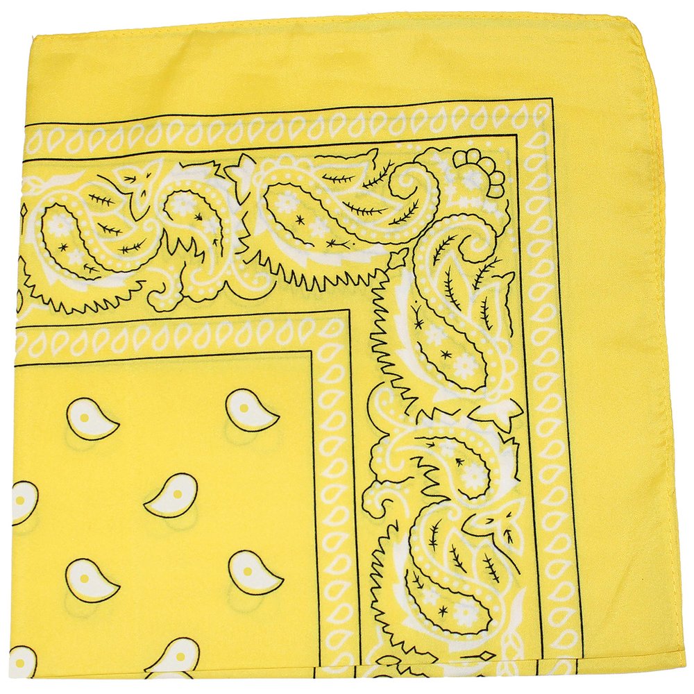 Balec Pack of 6 X-Large Paisley Cotton Printed Bandana - 27 x 27 inches (Yellow)