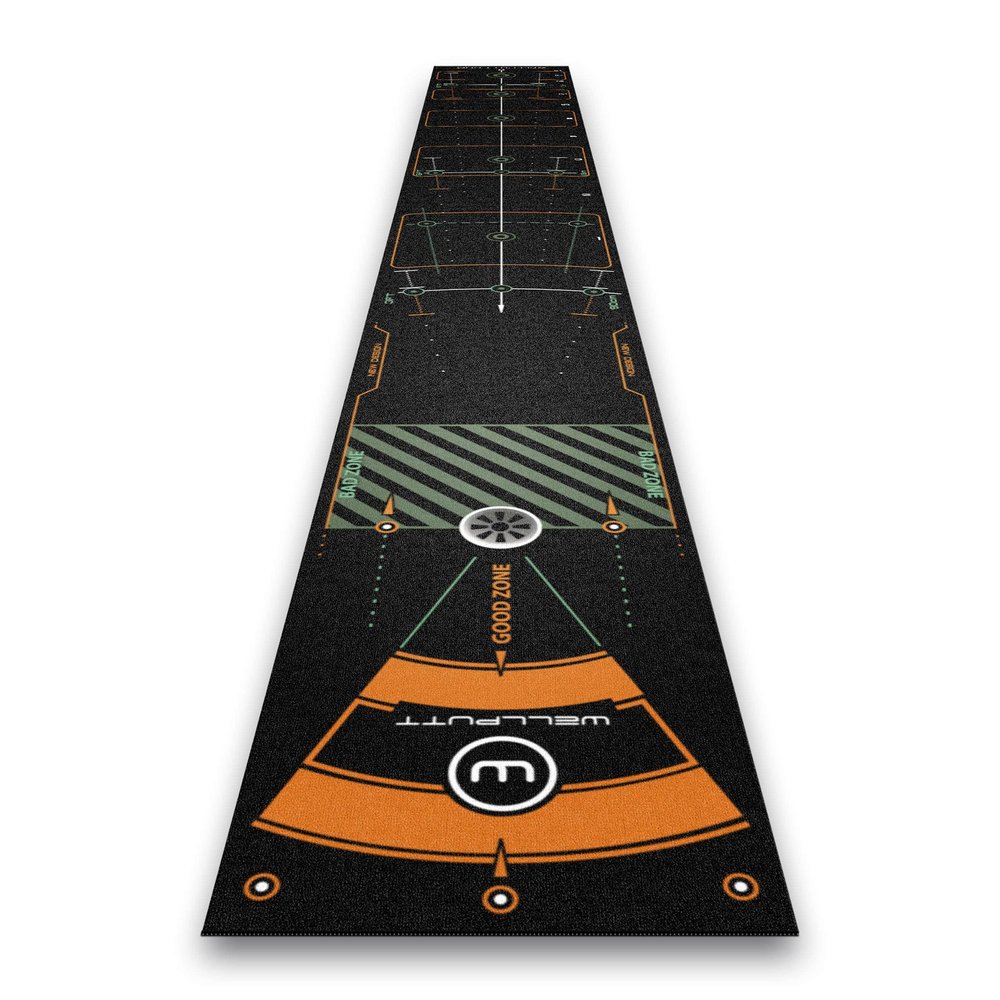 WELLPUTT - Golf Putting Training Mat - 13ft Black