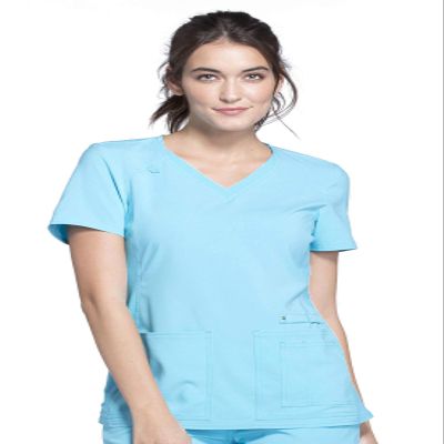 Cherokee Women's Medical Scrub Top Iflex V-Neck Knit Panel Top Plus Size CK605, 4XL, Turquoise