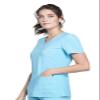 Cherokee Women's Medical Scrub Top Iflex V-Neck Knit Panel Top Plus Size CK605, 4XL, Turquoise view 2