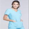 Cherokee Women's Medical Scrub Top Iflex V-Neck Knit Panel Top Plus Size CK605, 4XL, Turquoise view 4