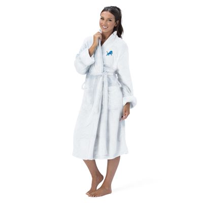 Northwest NFL Detroit Lions Adult Unisex Silk Touch Bathrobe, Large/X-Large, White, Officially Licensed Loungewear, Soft Plush Polyester