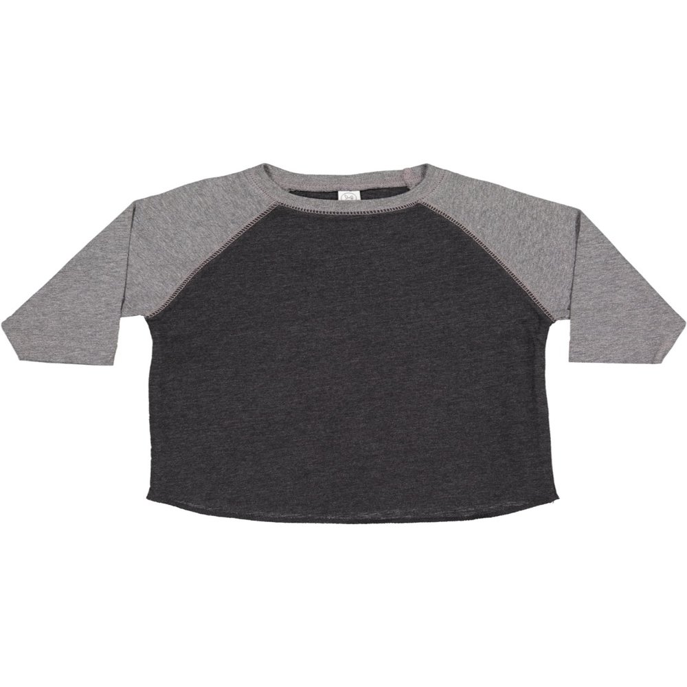 RABBIT SKINS Toddler Fine Jersey Raglan 3/4 Sleeve Baseball Tee, Vintage Smoke/Granite Heather, 3T