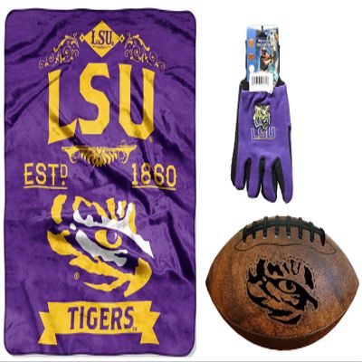 NCAA LSU Tigers 3-Piece Sports Fan Kit, Purple, 50" X 60"/9"