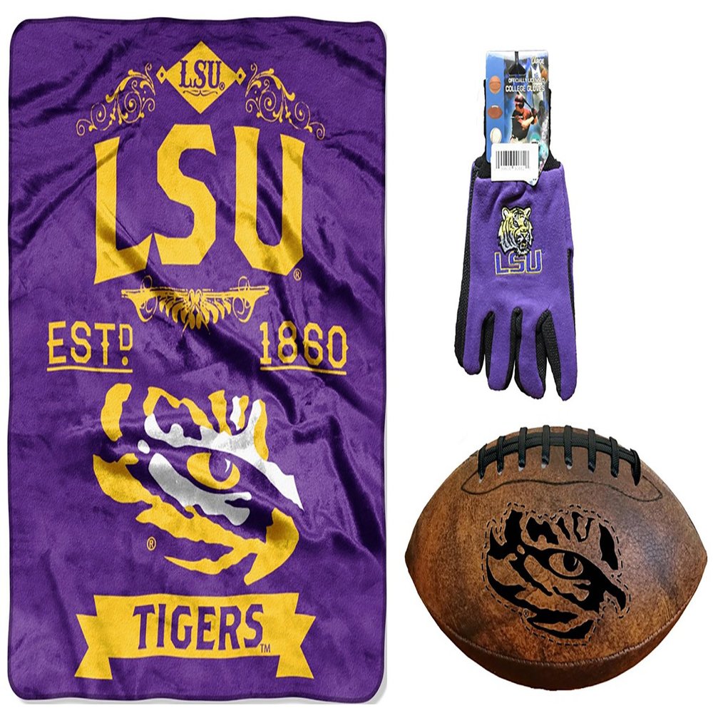 NCAA LSU Tigers 3-Piece Sports Fan Kit, Purple, 50" X 60"/9"