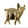 Pig Pin, Gold Plated, MG192, 1.5 Inches, Handmade in The USA, Realistic, Farm, Swine, Hat Pin, Lapel Pins, Brooch, Gift, Over 3100 Wildlife Designs. view 1