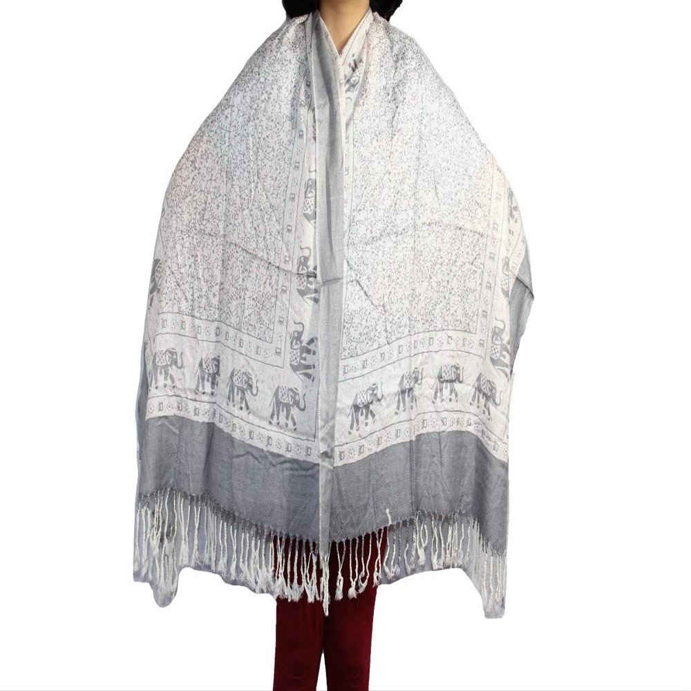Classic 50s Elephant Design Shawl Pashmina Scarf Wrap Stole Throw Yoga Boho Indian Gypsy Hippie Floral Paisley 2385