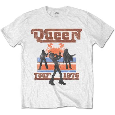 Queen Unisex Adult 1976 Tour Silhouette T-Shirt (L) (White)