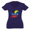 0060. Funny Trump Support Republican trumpublican Make America Great MAGA for Women V Neck Fitted T Shirt (Navy Blue, Small) view 1