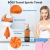 BOGI Microfiber Travel Sports Towel-Quick Dry Towel, Soft Lightweight Microfiber Camping Towel Absorbent Compact Travel Towel for Camping Gym Beach Yoga Swimming Backpacking (S:16''x32'',2Pcs-Orange) view 4