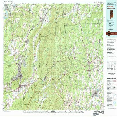 YellowMaps Anniston AL topo map, 1:100000 Scale, 30 X 60 Minute, Historical, 1981, Updated 1982, 24.1 x 42.7 in - Tyvek