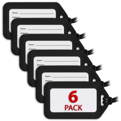 Mifflin-USA - Luggage Tags - Black, 6 PK - Bag Tag for Baggage - Suitcase Accessory Bulk