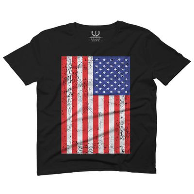 0073. Vintage u.s. American Flag United States of America USA Proud Patriotic Style for Men T Shirt (Black 2X-Large)