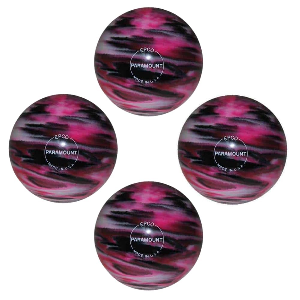 BuyBocceBalls - EPCO Candlepin Bowling Balls - Marbleized - Magenta, Black & White (4 1/2 inch- 2lbs. 6oz.) - 4 Balls - Made in USA