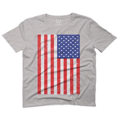 0073. Vintage u.s. American Flag United States of America USA Proud Patriotic Style for Men T Shirt (Light Gray 2X-Large)