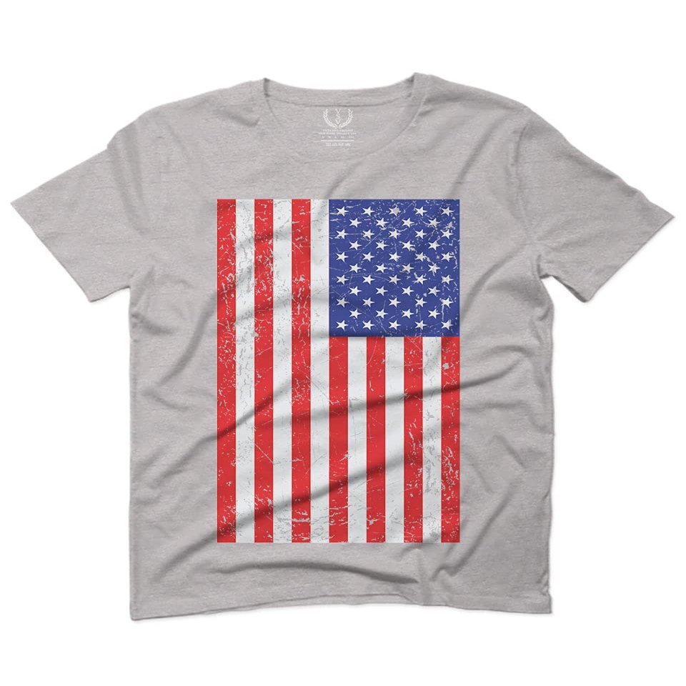 0073. Vintage u.s. American Flag United States of America USA Proud Patriotic Style for Men T Shirt (Light Gray 2X-Large)