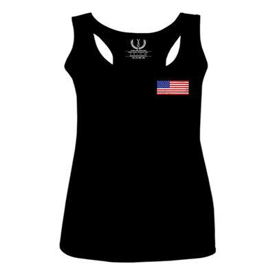 0072. Vintage American Flag United States Graphic USA 4th of July Memorial Military Patriotic Style Women's Tank Top Racerback (Black, Small)