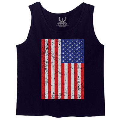 0073. Vintage u.s. American Flag United States of America USA Proud Patriotic Style Men's Tank Top (Navy Blue, X-Large)