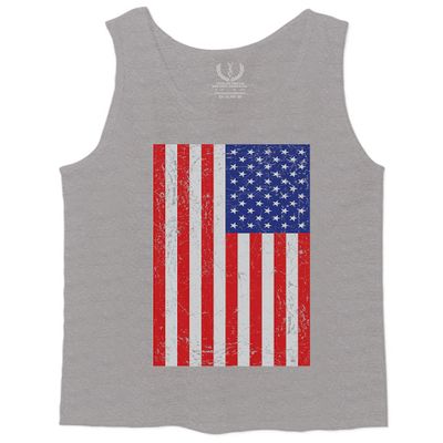0073. Vintage u.s. American Flag United States of America USA Proud Patriotic Style Men's Tank Top (Light Gray Small)