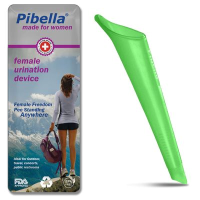 PIBELLA Travel Female Urination Device + Portable Urinals for Women, Camping Hiking, Outdoor Activities & More (Reusable), Green