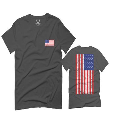 0072. Vintage American Flag United States Graphic USA 4th of July Memorial Military Patriotic Style for Men T Shirt (Charcoal, 2X-Large)