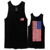 0072. Vintage American Flag United States Graphic USA 4th of July Memorial Military Patriotic Style Men's Tank Top (Black, X-Large) view 1
