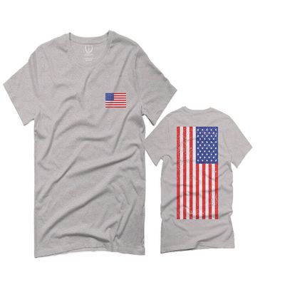 0072. Vintage American Flag United States Graphic USA 4th of July Memorial Military Patriotic Style for Men T Shirt (Light Gray 2X-Large)