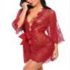 Avidlove Sexy Robes for Women Boudoir Lingerie Women's Lace Kimono Robe Babydoll Lingerie Mesh Nightgown Dark Red S view 3