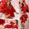 Avidlove Sexy Robes for Women Boudoir Lingerie Women's Lace Kimono Robe Babydoll Lingerie Mesh Nightgown Dark Red S view 4