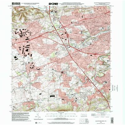 YellowMaps Allentown West PA topo map, 1:24000 Scale, 7.5 X 7.5 Minute, Historical, 1999, Updated 2001, 27 x 22.1 in - Tyvek