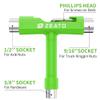 Zeato All-In-One Skate Tools Multi-function Portable Skateboard T Tool Accessory with T-type Allen Key and L-type Phillips Head Wrench Screwdriver - Green view 2