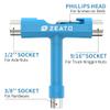 Zeato All-In-One Skate Tools Multi-function Portable Skateboard T Tool Accessory with T-type Allen Key and L-type Phillips Head Wrench Screwdriver - Blue view 2