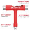 Zeato All-In-One Skate Tools Multi-function Portable Skateboard T Tool Accessory with T-type Allen Key and L-type Phillips Head Wrench Screwdriver - Red view 2