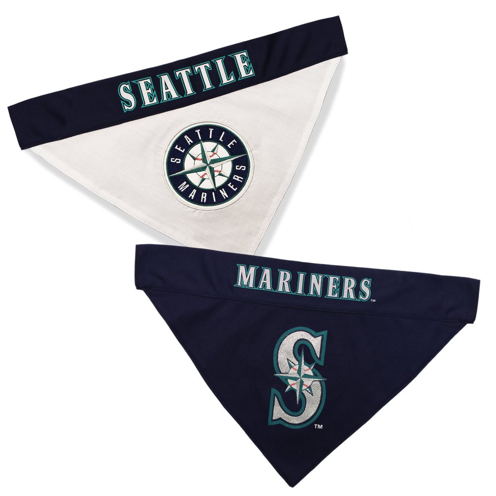 Pets First MRN-3217-L-XL MLB Seattle Mariners Reversible Pet Bandana, Large/X-Large, MLB Team Color