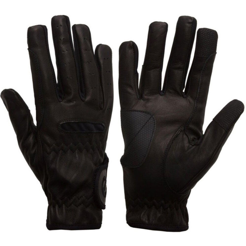 eGlove eQUEST GripPro Leather Touchscreen Horse Riding Gloves (Black, Small)