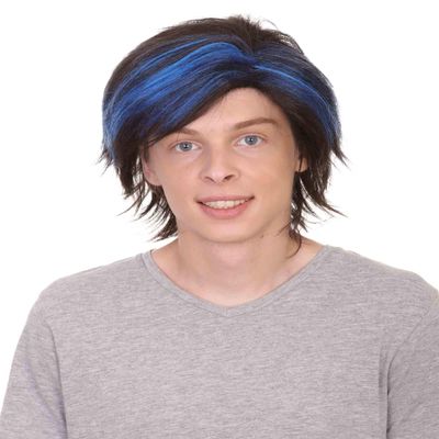Halloween Party Online Men's Comic Book Mutants Nightcrawler Wig | Adult Blue & Black TV Movie Wigs for Men | Ideal for Halloween Cosplay Party, Theater, Costume Party or Group Performance