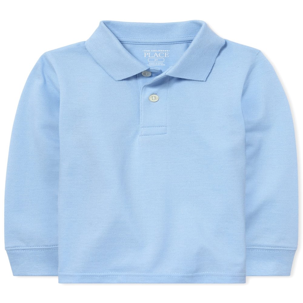 The Children's Place Baby Boys and Toddler Boys Long Sleeve Pique Polo, Brook, 9-12 MONTHS