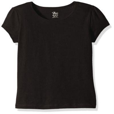 The Children's Place girls Uniform Basic Layering Tee Shirt, Black, Small US