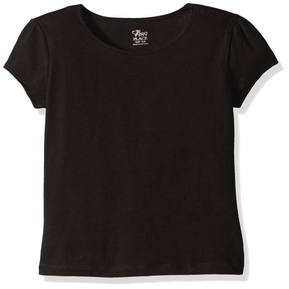 The Children's Place girls Uniform Basic Layering Tee Shirt, Black, Small US