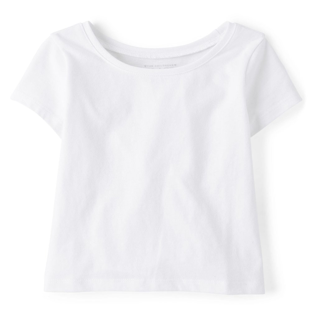 The Children's Place girls Basic Long Sleeve Layering Tee Shirt, White, 3T US