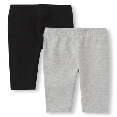 The Children's Place baby girls And Toddler Capri Leggings Pants, Black/ Smoke Gray 2 Pack, 5T US