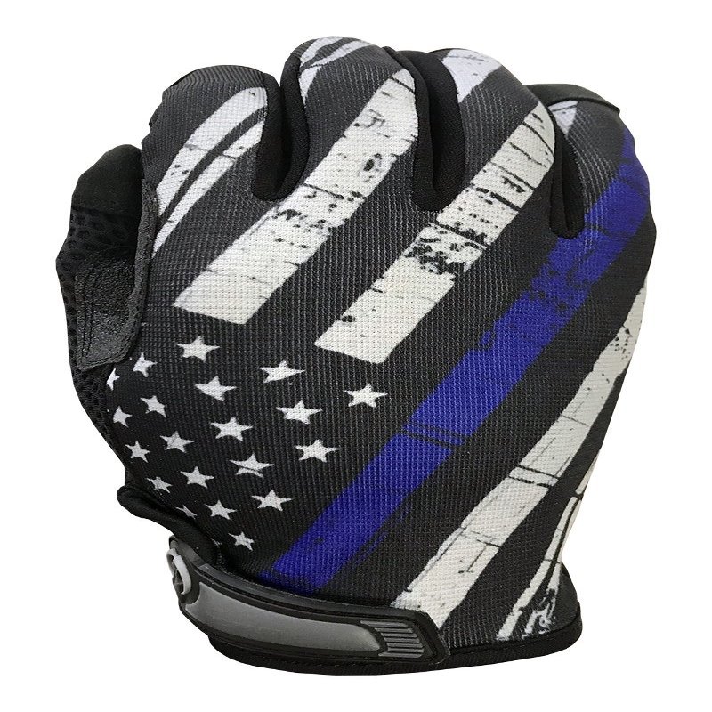 Industrious Handwear Blue Line USA Flag Gloves for Gym, Athletic, and Multi-Use - Support Police & Law Enforcement Officers