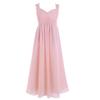 Freebily Girls Strap Floral Lace Flower Girl Dress Knotted Princess Pageant Wedding Evening Birthday Party Ball Maxi Gown Pearl Pink 14 view 1