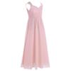 Freebily Girls Strap Floral Lace Flower Girl Dress Knotted Princess Pageant Wedding Evening Birthday Party Ball Maxi Gown Pearl Pink 14 view 2